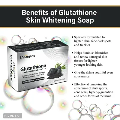 LA Organo Glutathione Activated Charcoal Skin Whitening Soap For All Skin Type (100gm) Pack of 3-thumb2