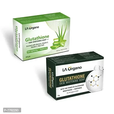 LA Organo Glutathione Gluta Green & Aloevera Soap For Lightening & Brightening for All Skin Type (Pack of 2)