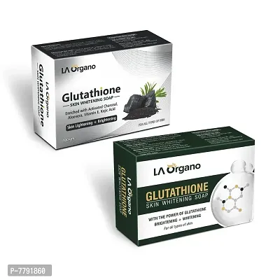 LA Organo Glutathione Charcoal & Gluta Green Soap for Lightening & Brightening For All Skin Type (Pack of 2)-thumb0