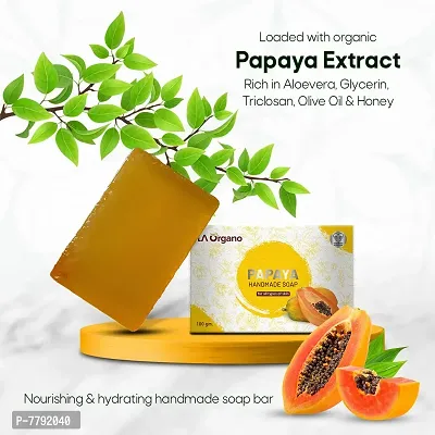 LA Organo Papaya Handmade Natural Bath Soap - 100gm-(Pack of 2)-thumb3