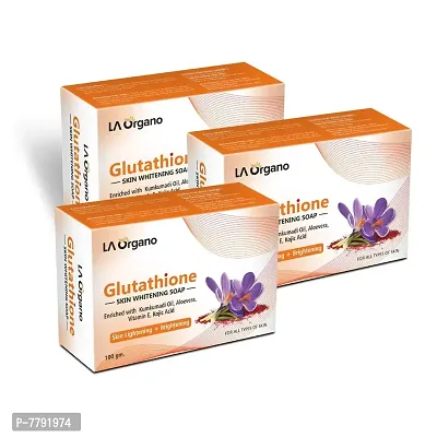 LA Organo Glutathione Kumkumadi Skin Lightening & Brightening Soap For All Skin Type (100gm) Pack of 3-thumb0