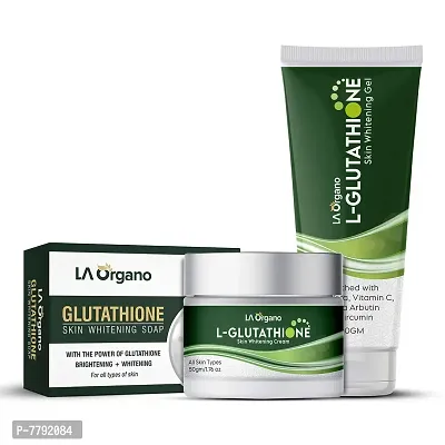 LA Organo Glutathione Cream, 50g & Glutathione Gel, 100g & Glutathione Soap (Pack of 3)
