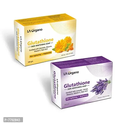 LA Organo Glutathione Calendula & Lavender Soap For Lightening & Brightening For All Skin Type (Pack of 2)