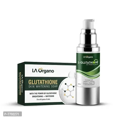 LA Organo Glutathione Serum, 30ml  Glutatione Soap, 100g (Pack of 2)