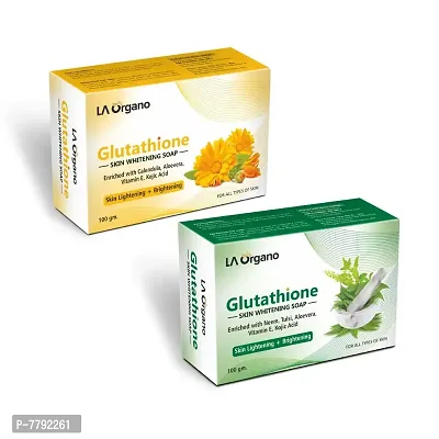 LA Organo Glutathione Calendula & Neem Tulsi Soap For Lightening & Brightening For All Skin Type (Pack of 2)