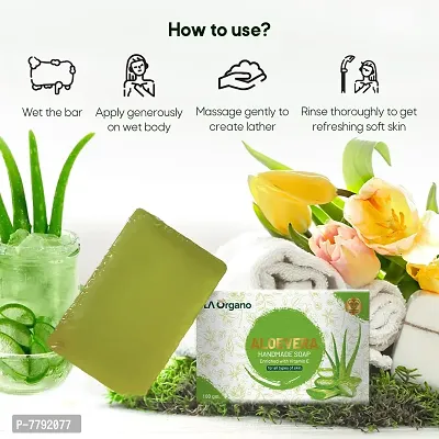 LA Organo Aloe Vera Handmade Natural Bath Soap Enrich with Vitamin E,Glycerine - 100gm-(Pack of 6)-thumb5