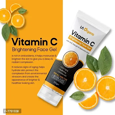 LA Organo Vitamin C Brightening Face Gel & Anti Acne Soap Combo, Soap For Remove Acne, Blemishes, Scars, Aloevera Gel For Hydrating Skin & Brightening, Non Sticky, Light & Quick Absorbing (Pack of 2)-thumb5