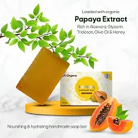 LA Organo Papaya Handmade Natural Bath Soap - 100gm-(Pack of 5)-thumb2