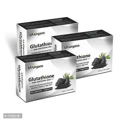 LA Organo Glutathione Activated Charcoal Skin Whitening Soap For All Skin Type (100gm) Pack of 3-thumb0