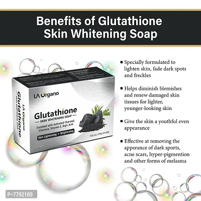 LA Organo Glutathione Activated Charcoal Skin Whitening Soap For All Skin Type (100gm) Pack of 5-thumb2