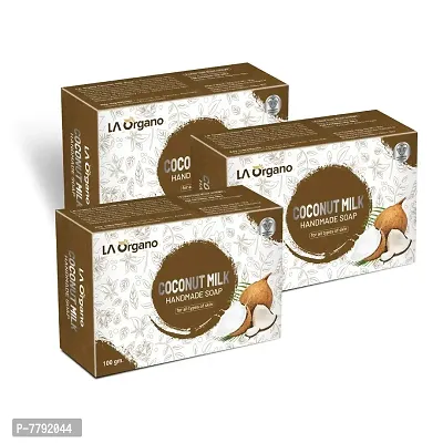 LA Organo Coconut Milk Handmade Natural Bath Soap - 100gm-(Pack of 3)