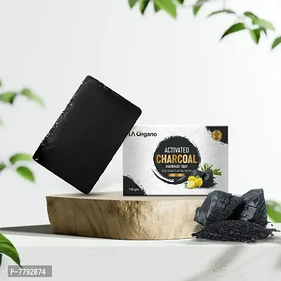 LA Organo Charcoal Handmade Soap (100 gm, Pack of 3)-thumb2