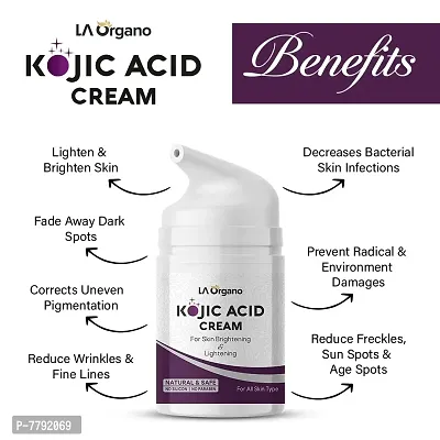 LA Organo Kojic Acid Face Cream Enriched with Vitamin E, Niacinamide, Hyaluronic Acid for Skin Brightening  Lightening, Fade Away Dark Spots  Scars (Pack of 1) 50 GM-thumb4