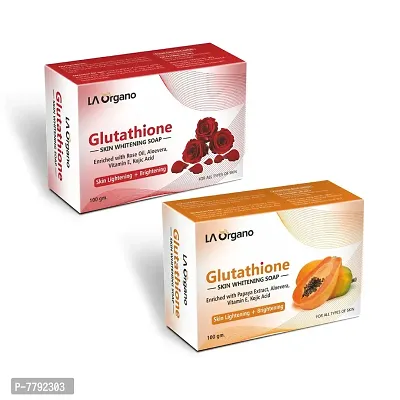 LA Organo Glutathione Papaya & Rose Soap For Lightening, Brightening For All Skin Type (Pack of 2)