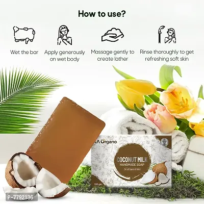 LA Organo Coconut Milk Handmade Natural Bath Soap - 100gm-(Pack of 4)-thumb5