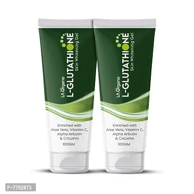 LA Organo Hydrating Face Gel with Aloe Vera, Enriched With L-Glutathione, Vitamin C & Alpha For Skin Brightening, Reducing Dark Spots & Acne, (100gm, pack of 2)-thumb0