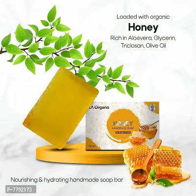 LA Organo Handmade Honey, Kumkumadi & Papaya Bath Soap (100g each, Pack Of 3)-thumb5