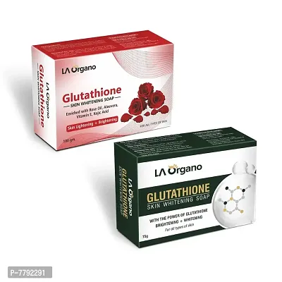 LA Organo Glutathione Gluta Green  Rose Soap For Lightening  Brightening for All Skin Type (Pack of 2)