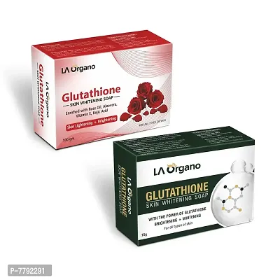 LA Organo Glutathione Gluta Green  Rose Soap For Lightening  Brightening for All Skin Type (Pack of 2)-thumb0