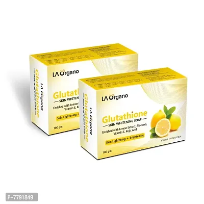 LA Organo Glutathione Soap For Skin Whitening, Lightening and Brightening, with Lemon Extracts, Aloe Vera, Kojic Acid, Anti-aging, Dark Circle, Sun Damage Corrector, For Fair Skin (Pack of 2)