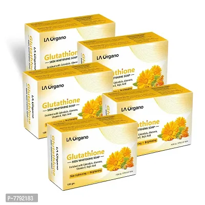 LA Organo Glutathione Calendula Skin Whitening Soap For All Skin Type (100gm) Pack of 5-thumb0