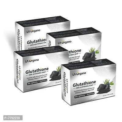 LA Organo Glutathione Activated Charcoal Skin Whitening Soap For All Skin Type (100gm) Pack of 4-thumb0
