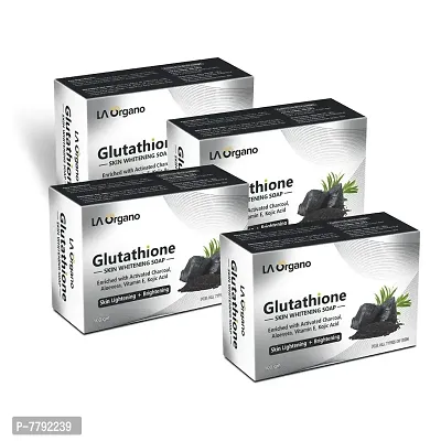 LA Organo Glutathione Activated Charcoal Skin Whitening Soap For All Skin Type (100gm) Pack of 4