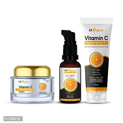 LA Organo Vitamin C Facial Kit - Consists Vitamin C Brightening Face Gel, Face Cream & Face Serum - 180g