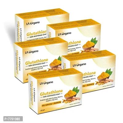 LA Organo Glutathione Haldi Chandan Skin Lightening & Brightening Soap For All Skin Type (100gm) Pack of 5