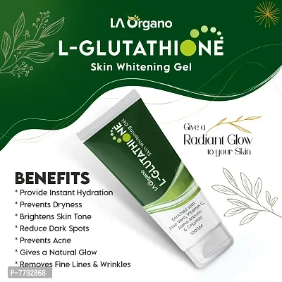 LA Organo Hydrating Face Gel with Aloe Vera, Enriched With L-Glutathione, Vitamin C  Alpha For Skin Brightening, Reducing Dark Spots  Acne, 100gm-thumb2