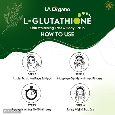 LA Organo L-Glutathione Face  Body Scrub, Exfoliates Dead Skin, Impurities  Pollutions from Skin, Lighten  Brighten Your Skin, 50gm-thumb4