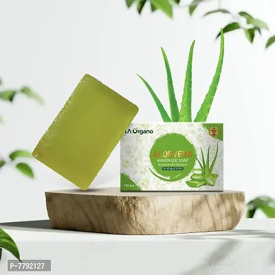 LA Organo Aloe Vera Handmade Natural Bath Soap Enrich with Vitamin E,Glycerine - 100gm-(Pack of 3)-thumb2