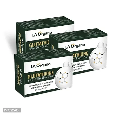 LA Organo Glutathione Skin Whitening Soap For Brightening  Whitening For All Skin Types, 100 g (Pack of 3)-thumb0