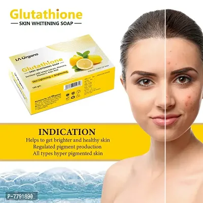 LA Organo Glutathione Soap For Skin Whitening, Lightening and Brightening, with Lemon Extracts, Aloe Vera, Kojic Acid, Anti-aging, Dark Circle, Sun Damage Corrector, For Fair Skin (Pack of 4)-thumb3