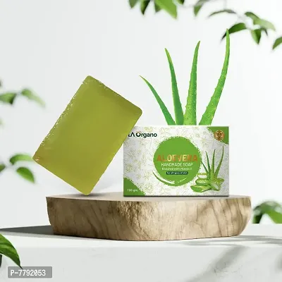 LA Organo Aloe Vera Handmade Natural Bath Soap Enrich with Vitamin E,Glycerine - 100gm-(Pack of 4)-thumb2