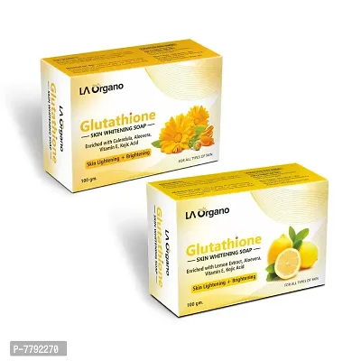 LA Organo Glutathione Calendula & Lemon Soap For Lightening & Brightening For All Skin Type (Pack of 2)