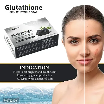 LA Organo Glutathione Activated Charcoal Skin Whitening Soap For All Skin Type (100gm) Pack of 3-thumb3