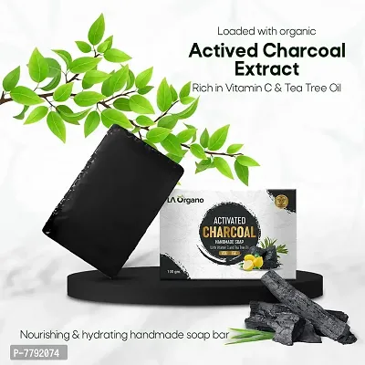 LA Organo Charcoal Handmade Soap (100 gm, Pack of 3)-thumb3