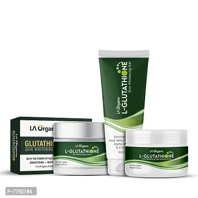 LA Organo Glutathione Cream, 50g & Glutathione Face Scrub, 50g & Glutathione Gel, 100g & Glutathione Soap (Pack of 4)