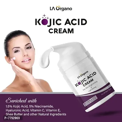 LA Organo Kojic Acid Face Cream Enriched with Vitamin E, Niacinamide, Hyaluronic Acid for Skin Brightening  Lightening, Fade Away Dark Spots  Scars (Pack of 1) 50 GM-thumb2