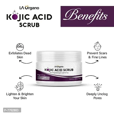 LA Organo Kojic Acid Skin Lightening & Brightening Face & Body Scrub, Exfoliates Dead Skin, Impurities & Pollutions from Skin (Pack of 2) 100 gm-thumb5