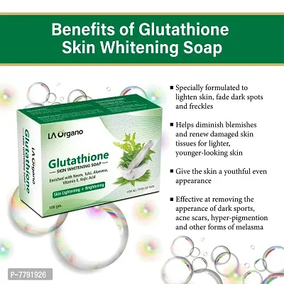 LA Organo Glutathione Neem & Tulsi Skin Whitening Soap, with Kojic Acid for Skin Lightening & Brightening, Dark Spot and Dead Skin Cell Removal, Fairness Soap - All Skin Type (Pack of 6)-thumb3