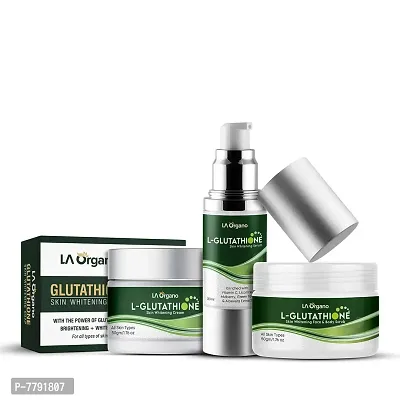 LA Organo Glutathione Cream, 50g  Glutathione Face Scrub, 50g  Glutathione Serum, 30ml  Glutathione Soap (Pack of 4)