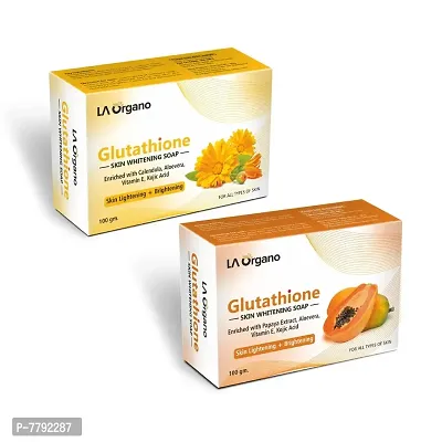 LA Organo Glutathione Calendula & Papaya Soap For Lightening & Brightening For All Skin Type (Pack of 2)