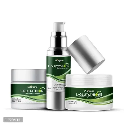 LA Organo Glutathione Cream, 50g & Glutathione Face Scrub, 50g & Glutathione Serum, 30ml (Pack of 3)