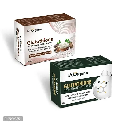 LA Organo Glutathione Gluta Green & Shea Cocoa Butter Soap For Lightening & Brightening for All Skin Type (Pack of 2)-thumb0