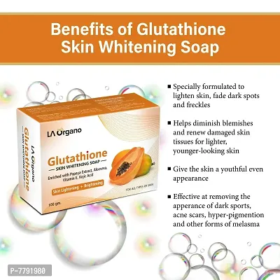 LA Organo Glutathione Papaya Skin Whitening Soap, with Vitamin E  C for Skin Lightening  Brightening, Kojic Acid, Dark Spot and Dead Skin Cell Removal, Fairness Soap For All Skin Type (Pack of 2)-thumb3