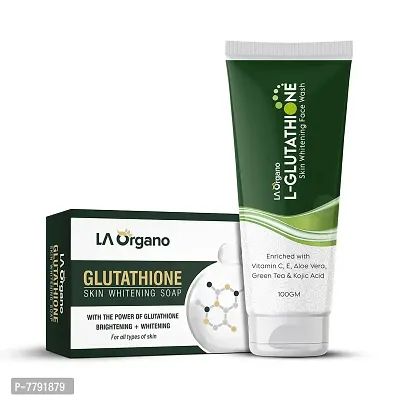 LA Organo Glutathione Face Wash 100g  Soap 50g (Pack of 2)