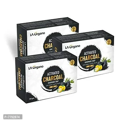 LA Organo Charcoal Handmade Soap (100 gm, Pack of 3)-thumb0