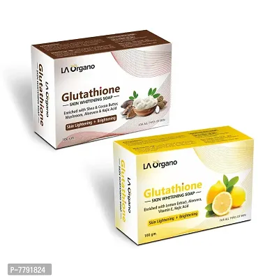 LA Organo Glutathione Lemon & Shea Soap For Lightening and Brightening for All Skin Type (Pack of 2)-thumb0